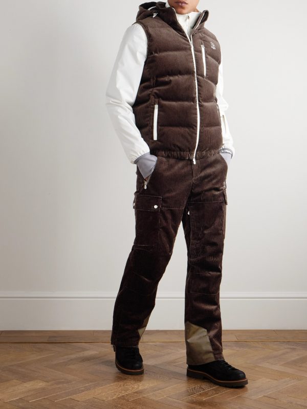 Straight-Leg Padded Shell-Trimmed Cotton-Corduroy Ski Pants - OU Straight-Leg Padded Shell-Trimmed Cotton-Corduroy Ski Pants - OU