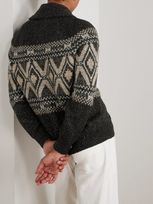 Shawl-Collar Wool, Silk and Cashmere-Blend Cardigan - BK