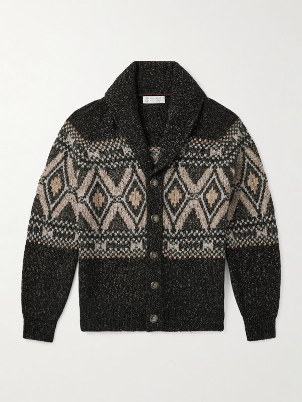 Shawl-Collar Wool, Silk and Cashmere-Blend Cardigan