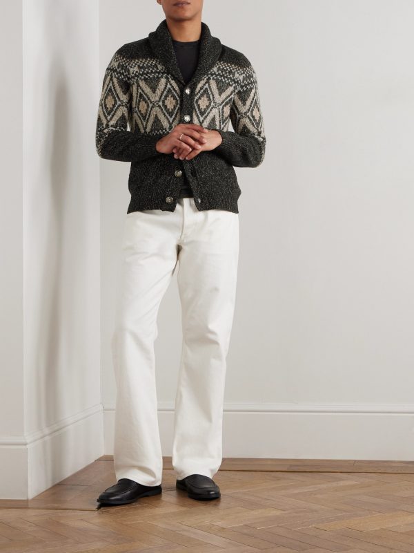 Shawl-Collar Wool, Silk and Cashmere-Blend Cardigan - OU