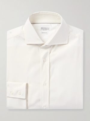 Cutaway-Collar Virgin Wool Shirt