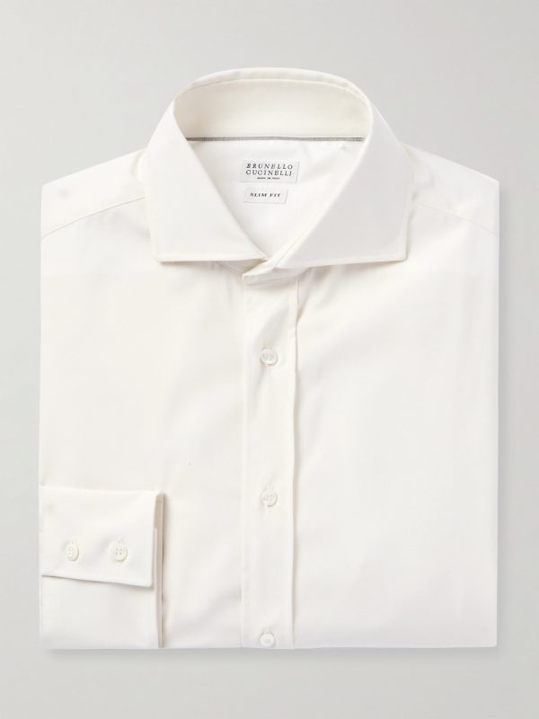 Cutaway-Collar Virgin Wool Shirt