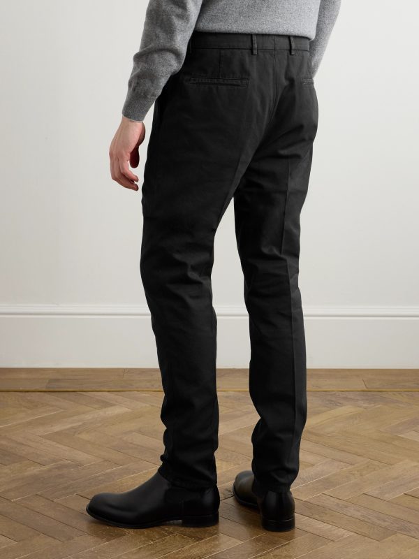 Straight-Leg Pleated Cotton-Twill Trousers - BK Straight-Leg Pleated Cotton-Twill Trousers - BK