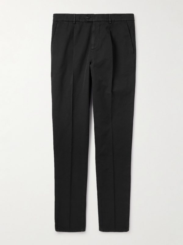 Straight-Leg Pleated Cotton-Twill Trousers Straight-Leg Pleated Cotton-Twill Trousers