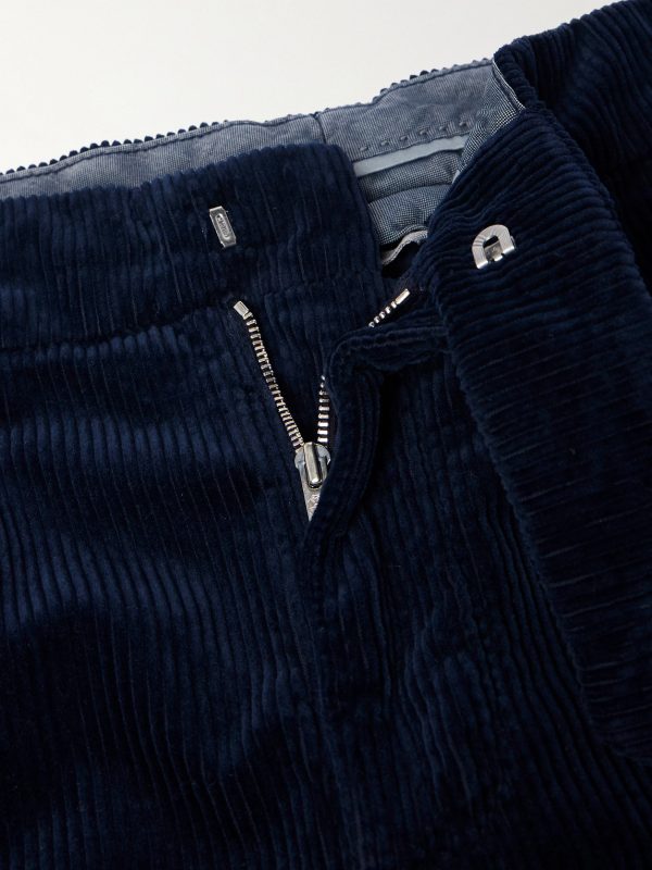 Straight-Leg Pleated Cotton-Corduroy Trousers - E1 Straight-Leg Pleated Cotton-Corduroy Trousers - E1