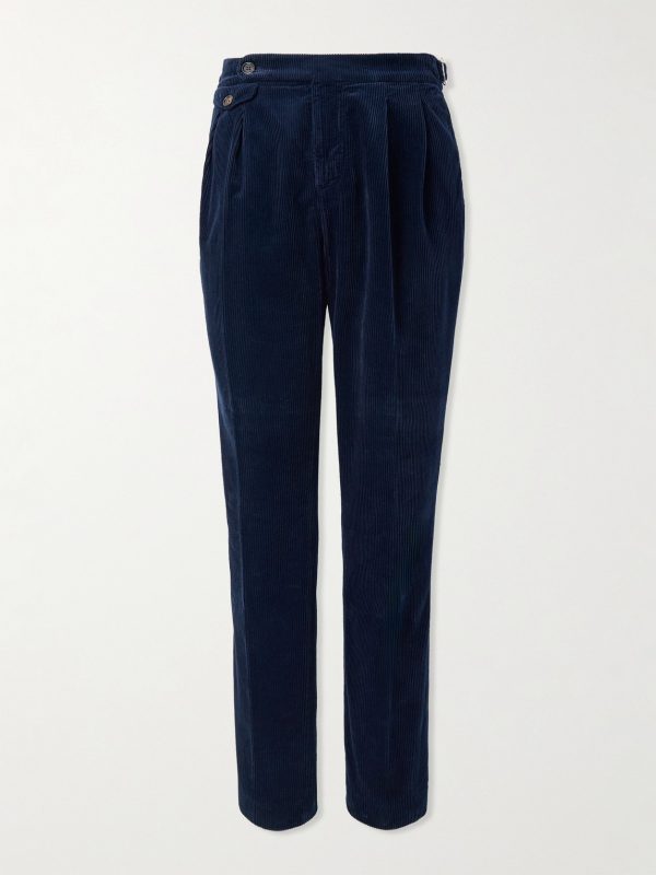 Straight-Leg Pleated Cotton-Corduroy Trousers Straight-Leg Pleated Cotton-Corduroy Trousers