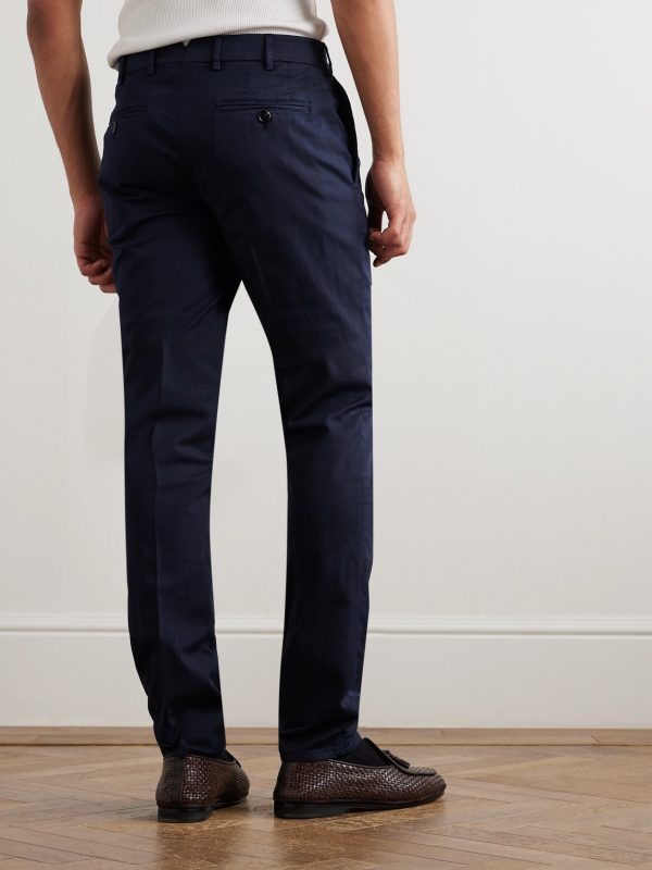 Slim-Fit Tapered Stretch-Cotton Twill Trousers - BK Slim-Fit Tapered Stretch-Cotton Twill Trousers - BK