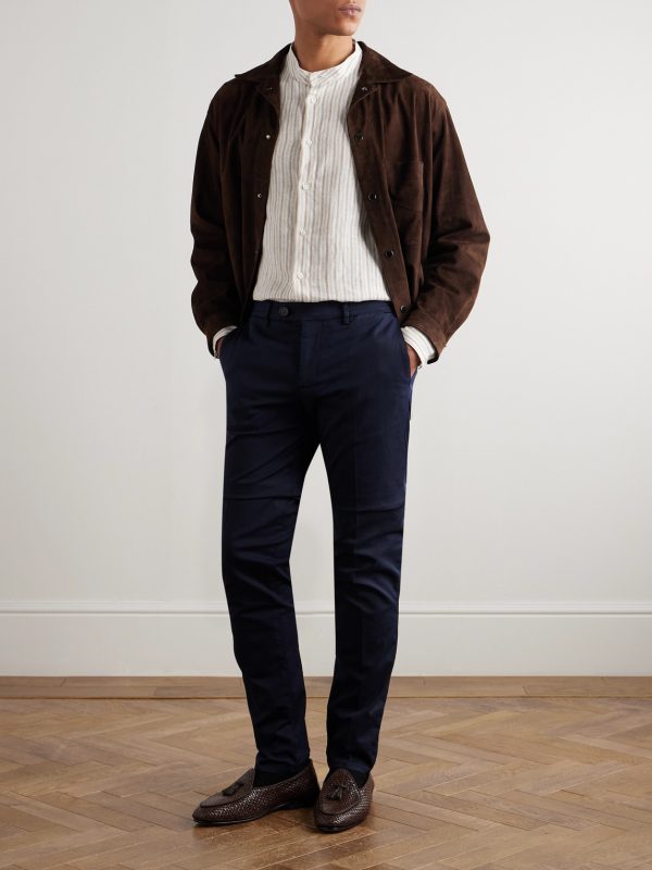 Slim-Fit Tapered Stretch-Cotton Twill Trousers - OU Slim-Fit Tapered Stretch-Cotton Twill Trousers - OU