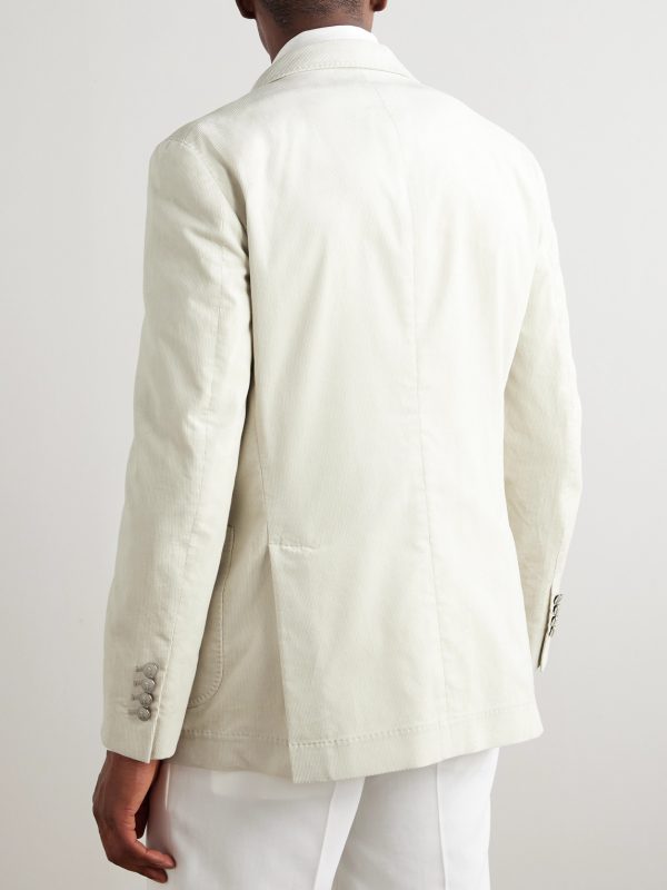 Double-Breasted Cotton-Corduroy Suit Jacket - BK