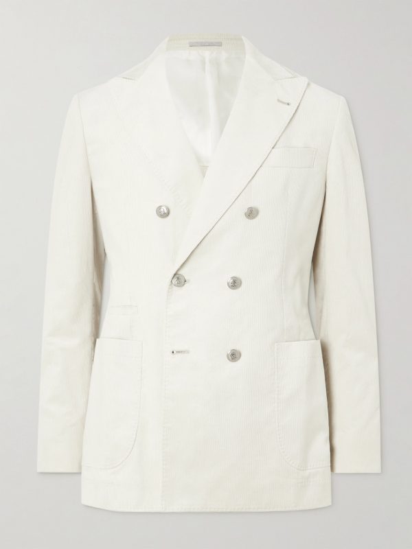 Double-Breasted Cotton-Corduroy Suit Jacket