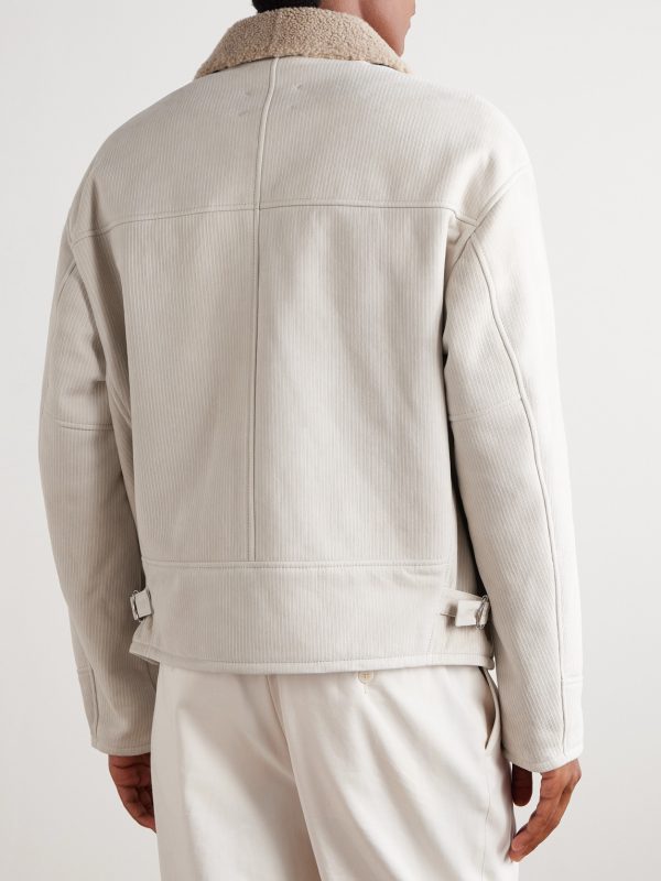 Slim-Fit Ribbed Shearling Jacket - BK