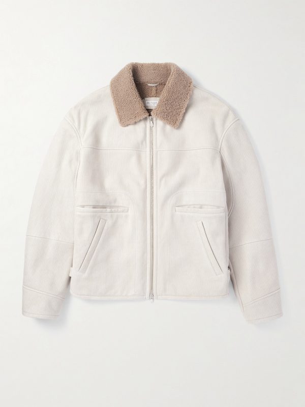 Slim-Fit Ribbed Shearling Jacket