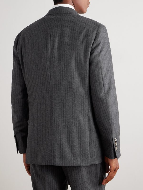 Slim-Fit Pinstriped Wool-Felt Suit Jacket - BK Slim-Fit Pinstriped Wool-Felt Suit Jacket - BK