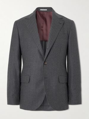 Slim-Fit Pinstriped Wool-Felt Suit Jacket