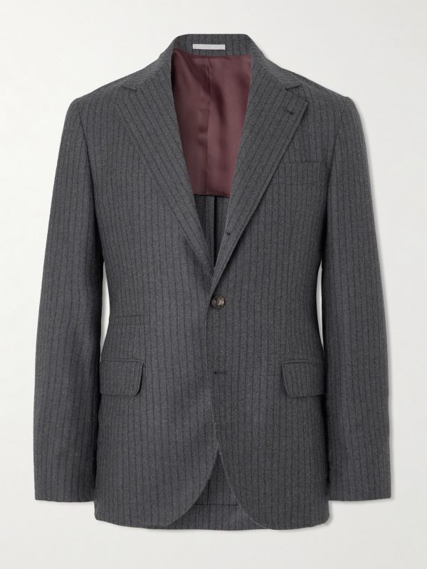 Slim-Fit Pinstriped Wool-Felt Suit Jacket Slim-Fit Pinstriped Wool-Felt Suit Jacket