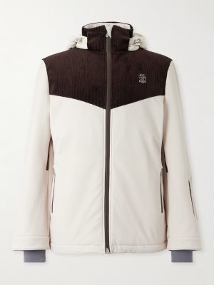 Logo-Embroidered Corduroy-Trimmed Padded Shell Ski Jacket