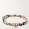 Como 14-Karat Gold-Plated Multi-Stone Beaded Bracelet - BK Como 14-Karat Gold-Plated Multi-Stone Beaded Bracelet - BK