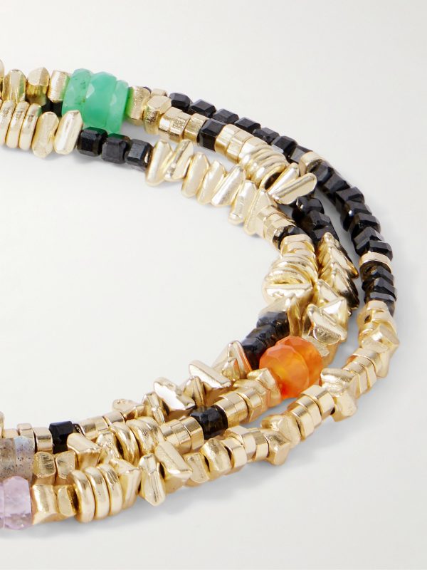 Como 14-Karat Gold-Plated Multi-Stone Beaded Bracelet - CU Como 14-Karat Gold-Plated Multi-Stone Beaded Bracelet - CU