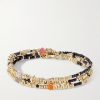 Como 14-Karat Gold-Plated Multi-Stone Beaded Bracelet Como 14-Karat Gold-Plated Multi-Stone Beaded Bracelet