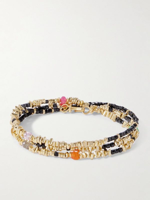 Como 14-Karat Gold-Plated Multi-Stone Beaded Bracelet Como 14-Karat Gold-Plated Multi-Stone Beaded Bracelet