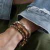 Set of Three 14-Karat Gold-Plated, Sterling Silver and Ruby Beaded Bracelets - OU