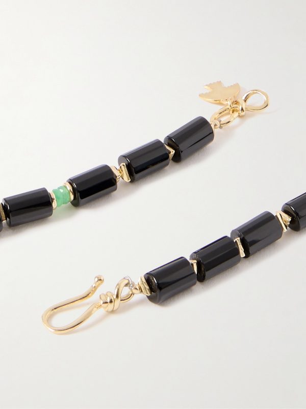 Utica 14-Karat Gold-Plated Multi-Stone Beaded Necklace - BK Utica 14-Karat Gold-Plated Multi-Stone Beaded Necklace - BK