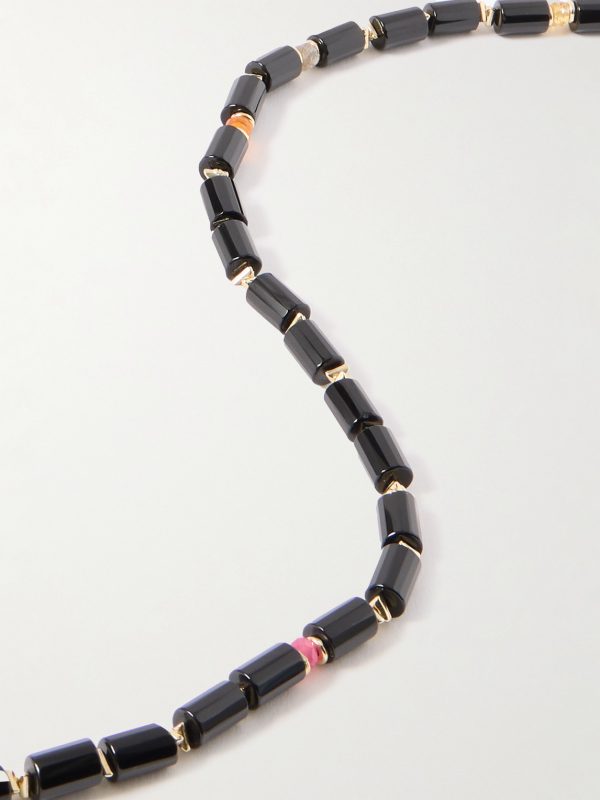Utica 14-Karat Gold-Plated Multi-Stone Beaded Necklace - CU Utica 14-Karat Gold-Plated Multi-Stone Beaded Necklace - CU