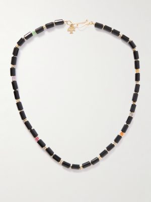 Utica 14-Karat Gold-Plated Multi-Stone Beaded Necklace