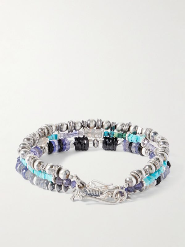 Set of Three Sterling Silver Multi-Stone Beaded Bracelets - BK