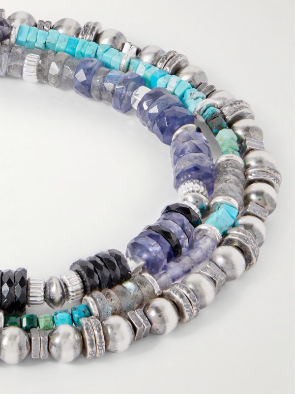 Set of Three Sterling Silver Multi-Stone Beaded Bracelets - CU