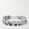 Set of Three Sterling Silver Multi-Stone Beaded Bracelets
