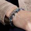 Set of Three Sterling Silver Multi-Stone Beaded Bracelets - OU