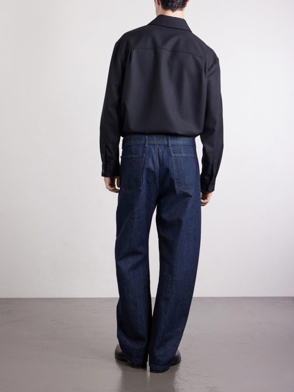 Twisted Barrel-Leg Belted Organic Jeans - BK Twisted Barrel-Leg Belted Organic Jeans - BK