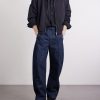 Twisted Barrel-Leg Belted Organic Jeans - OU Twisted Barrel-Leg Belted Organic Jeans - OU