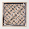 Logo-Print Checked Silk-Twill Scarf - E1 Logo-Print Checked Silk-Twill Scarf - E1
