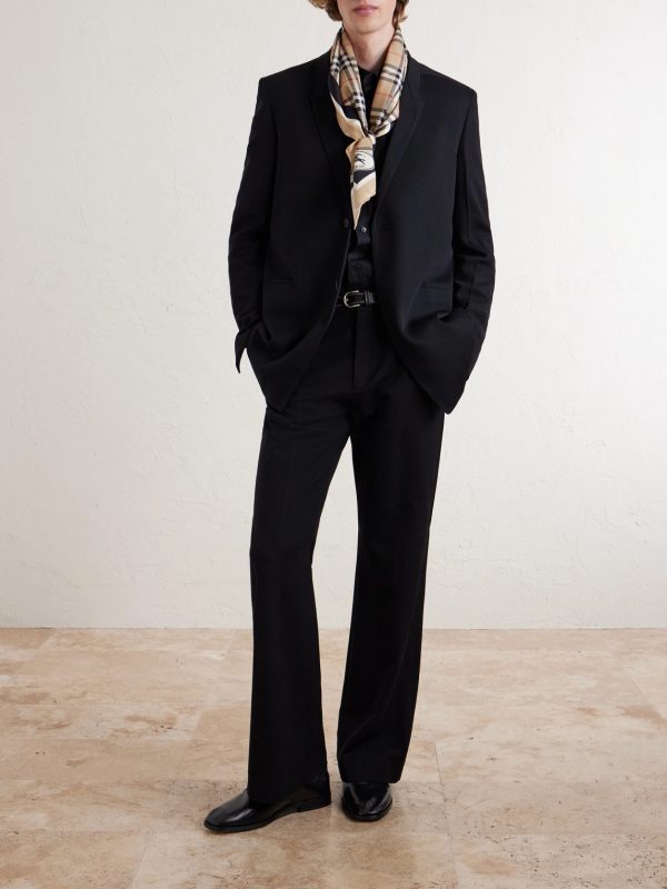 Logo-Print Checked Silk-Twill Scarf - OU Logo-Print Checked Silk-Twill Scarf - OU
