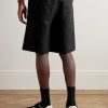 Wide-Leg Monogrammed Linen-Blend Jacquard Shorts - BK Wide-Leg Monogrammed Linen-Blend Jacquard Shorts - BK