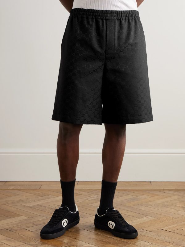 Wide-Leg Monogrammed Linen-Blend Jacquard Shorts - FR Wide-Leg Monogrammed Linen-Blend Jacquard Shorts - FR