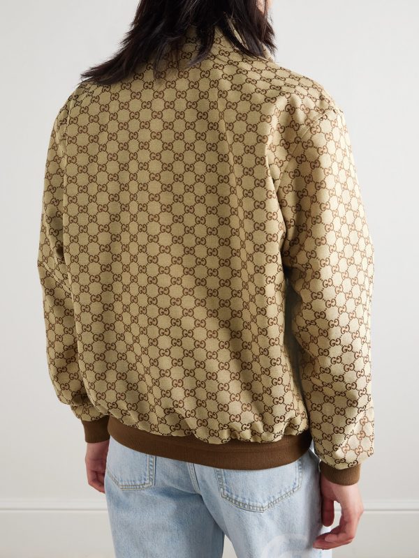 Monogrammed Cotton-Blend Canvas Bomber Jacket - BK Monogrammed Cotton-Blend Canvas Bomber Jacket - BK