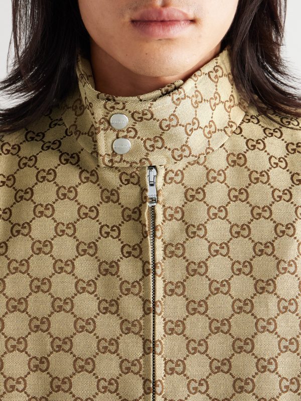 Monogrammed Cotton-Blend Canvas Bomber Jacket - E2 Monogrammed Cotton-Blend Canvas Bomber Jacket - E2
