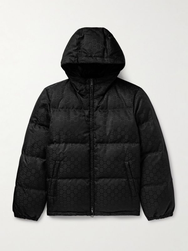 Quilted Logo-Jacquard Nylon Hooded Down Jacket Quilted Logo-Jacquard Nylon Hooded Down Jacket