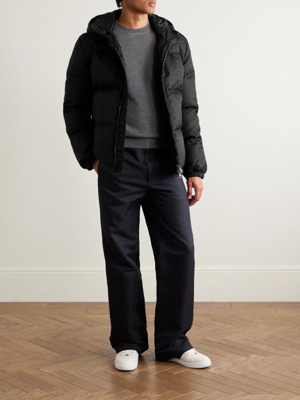 Quilted Logo-Jacquard Nylon Hooded Down Jacket - OU Quilted Logo-Jacquard Nylon Hooded Down Jacket - OU