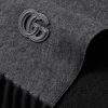 Fringed Logo-Appliquéd Leather-Trimmed Cashmere Scarf - CU Fringed Logo-Appliquéd Leather-Trimmed Cashmere Scarf - CU