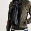 Fringed Logo-Appliquéd Leather-Trimmed Cashmere Scarf - OU Fringed Logo-Appliquéd Leather-Trimmed Cashmere Scarf - OU