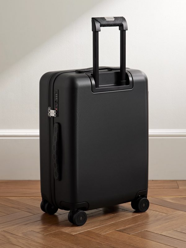 Porter Leather-Trimmed Monogrammed Coated-Canvas Suitcase - BK
