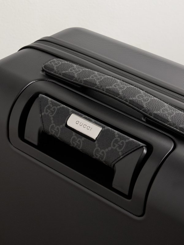 Porter Leather-Trimmed Monogrammed Coated-Canvas Suitcase - CU