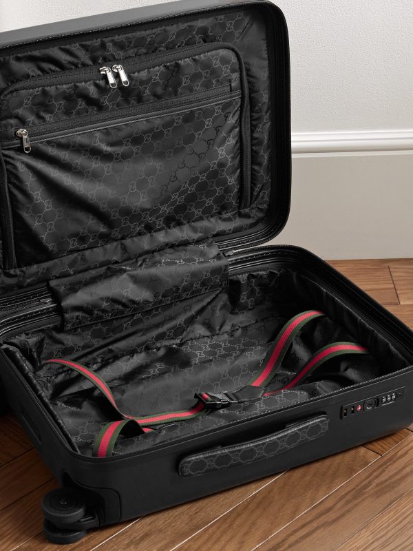 Porter Leather-Trimmed Monogrammed Coated-Canvas Suitcase - E1