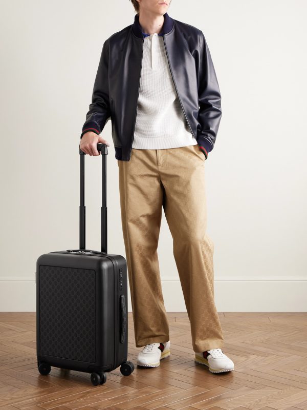 Porter Leather-Trimmed Monogrammed Coated-Canvas Suitcase - OU