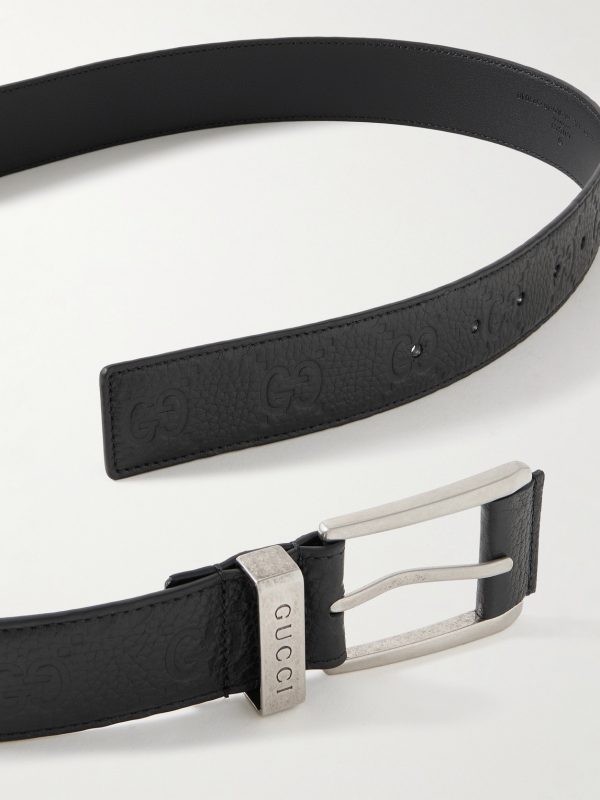 3cm Logo-Debossed Full-Grain Leather Belt - E1