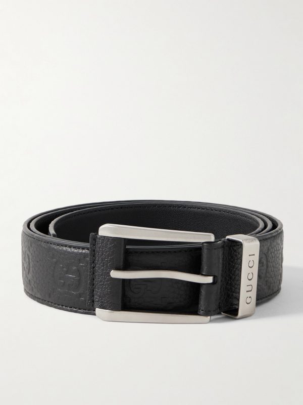 3cm Logo-Debossed Full-Grain Leather Belt